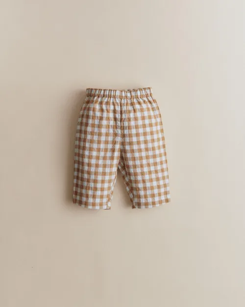 Pantalon Edgar - Vichy Gaufré Bleu Caramel