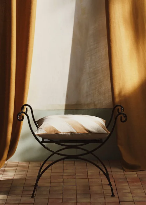 Coussin Toile Lin et Velours - Grand modèle - Beige — image 4