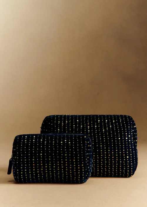 Trousse de toilette sequins - Bleu Nuit — image 3
