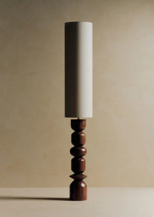 Lampadaire Romie Objetti - Noyer - Abat-jour Grand Modèle Romie