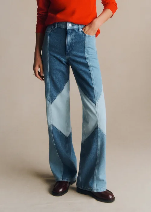 Pantalon Le Wide Leg - Patchwork Denim Bleu Clair — image 4