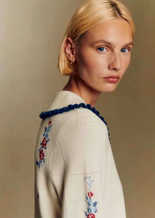 Gilet Antoine - Sézane x Baziszt - Jacquard Fond Ecru — image 3