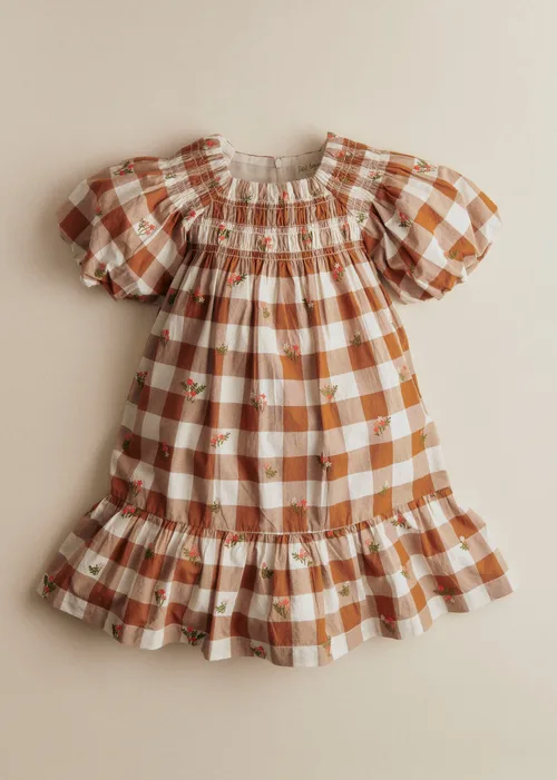 Robe Lucinda - Maxi Vichy Caramel / Ecru