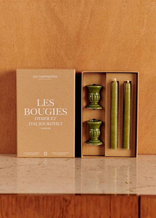 Coffret Bougeoirs Piano et Chandelles - Petit Modèle - Sauge — image 2