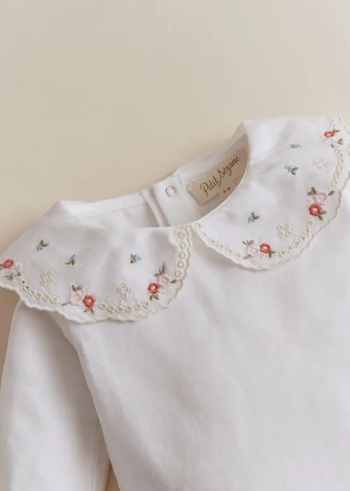 Body Félicia - Blanc Lait / Broderie Multicolore — image 2