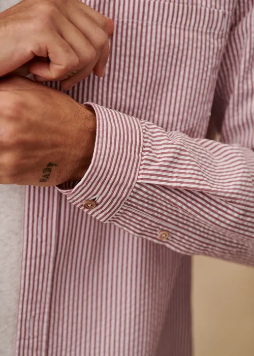 Chemise Charlie Seersucker - Blanc / Bordeaux — image 6