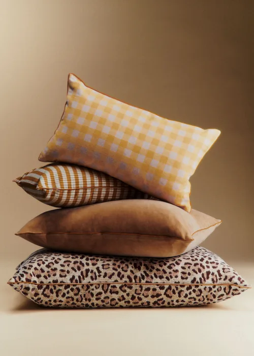 Coussin Tissé Vichy - Petit modèle - Jaune — image 3