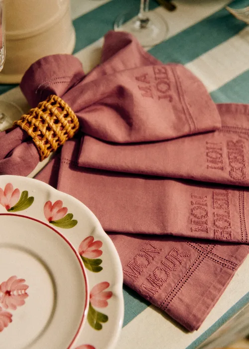 Set de 4 Serviettes - Les Mots brodés - Blush — image 2