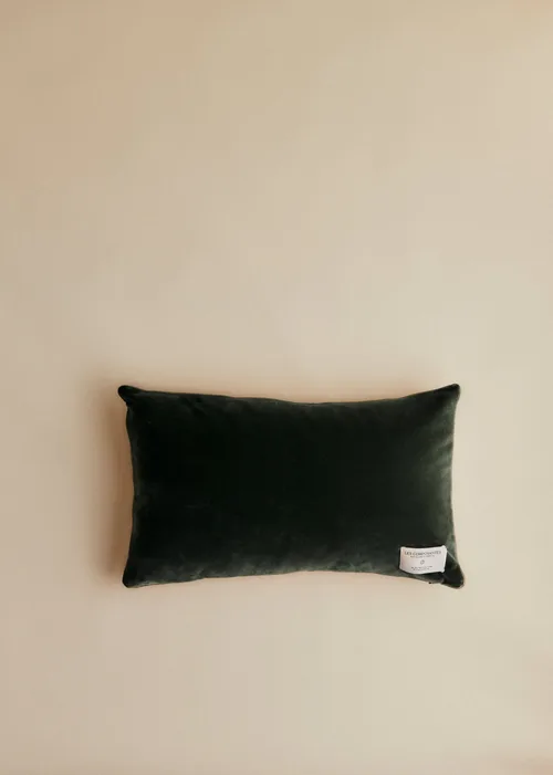Coussin vintage velours céladon foncé - Très grand modèle - Imprimé Tapisserie Ancienne — image 3