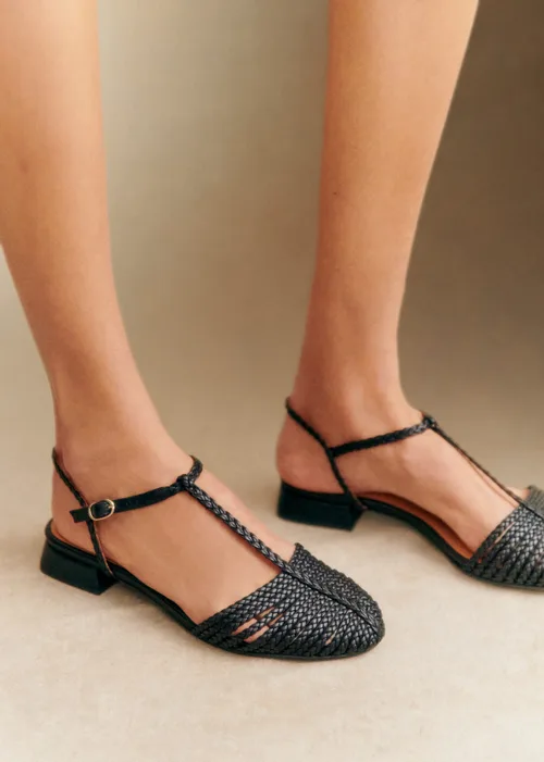 Sandales Low Aurore - Noir Lisse Tressé — image 4