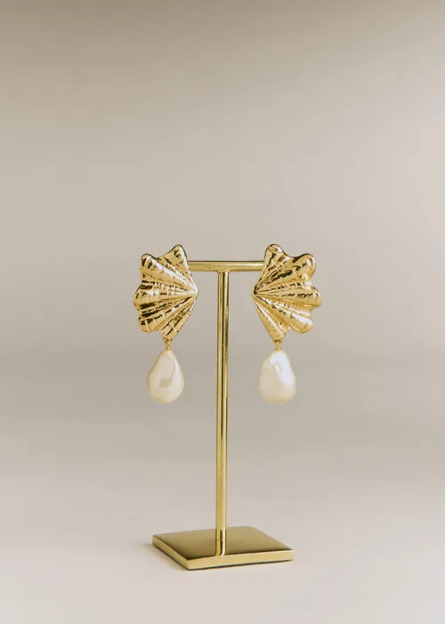 Boucles d'oreilles Colombe - Ecru Doré