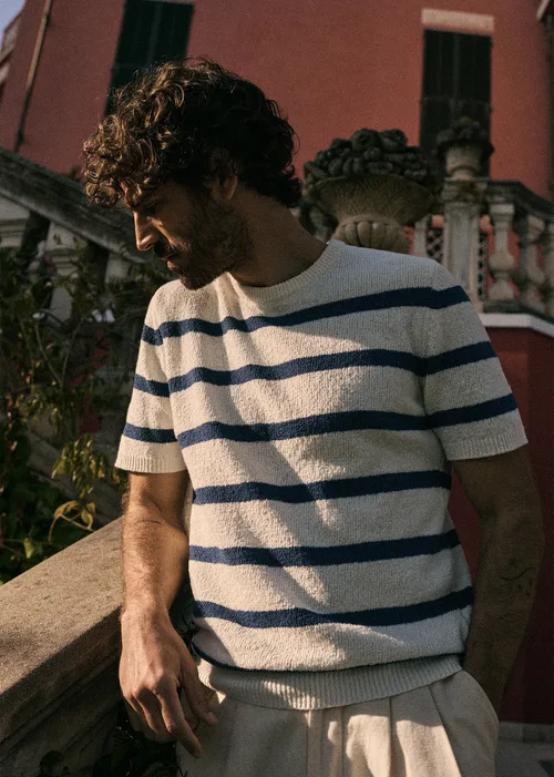T-Shirt Maille Vardy - Écru / Bleu — image 3