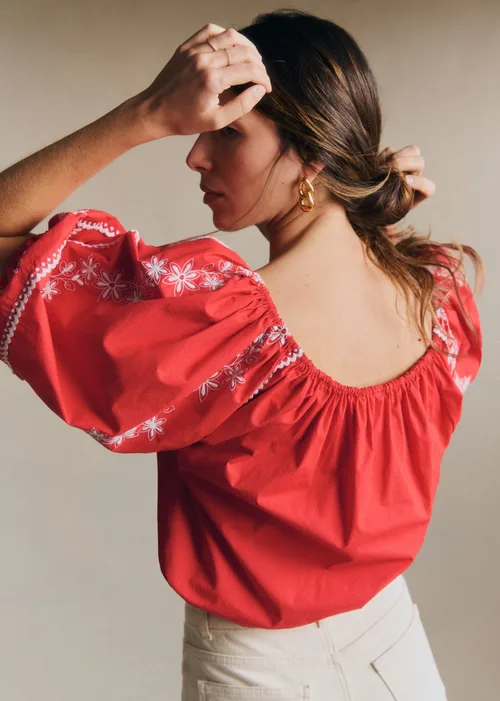 Chemise Camelia - Écru Fond Rouge — image 4