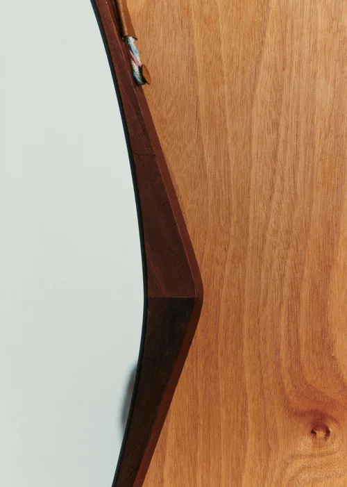 Miroir losange vintage en teck - Teck — image 3