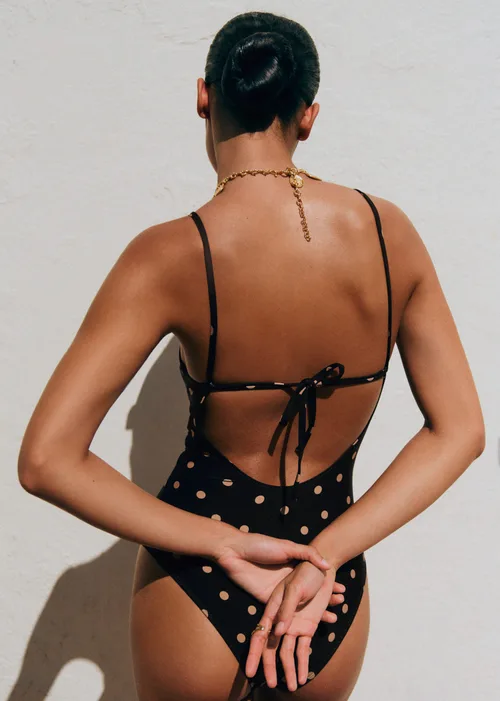 Maillot de bain Solara - Pois Beige Fond Noir — image 3