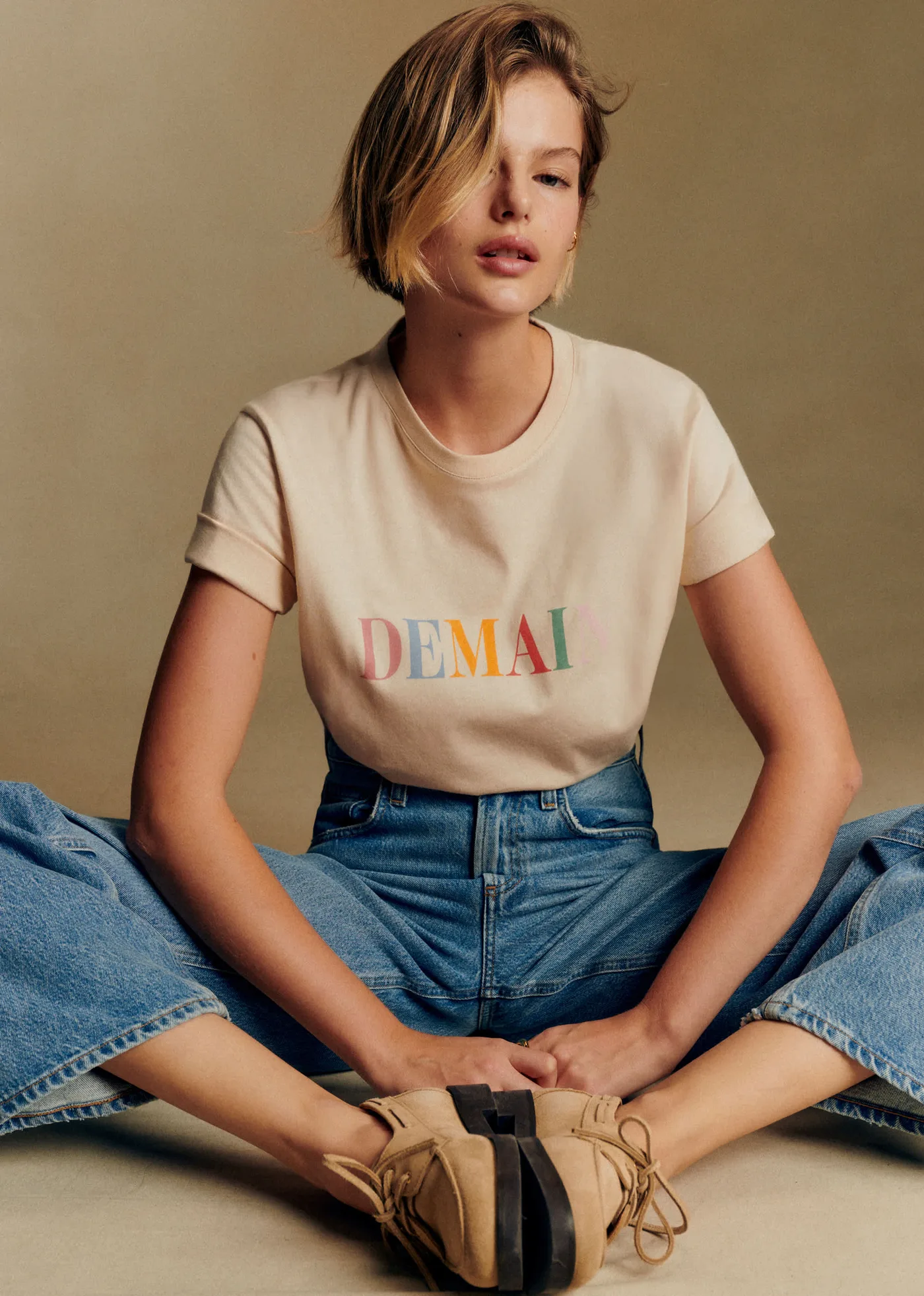 T-Shirt Demain - Crème / Multico