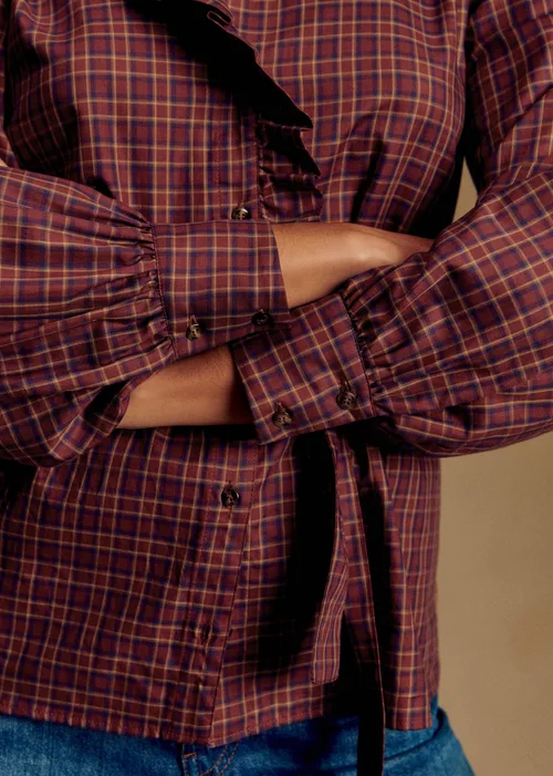 Chemise Corine - Carreaux Bordeaux Violet Écru — image 4