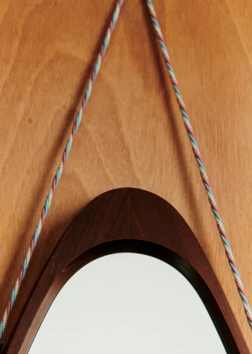 Miroir losange vintage en teck - Teck — image 5