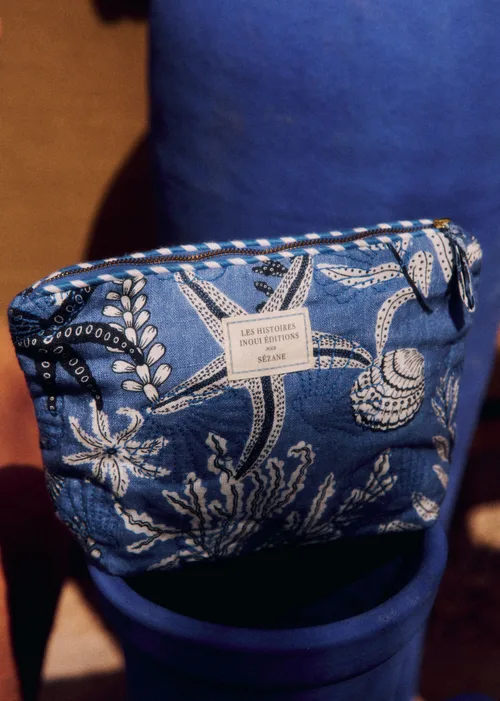 Trousse de toilette - Sézane x Inoui Editions - Imprimé Coquillages Bleu — image 3