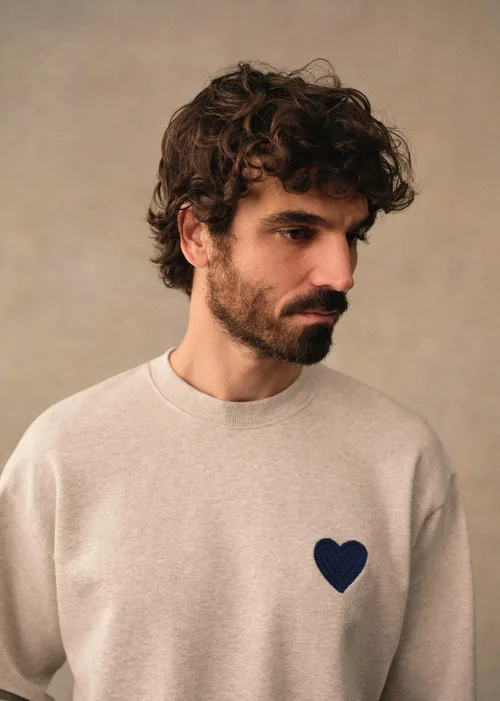 Sweatshirt Coeur Chaînette - Gris Chiné — image 3