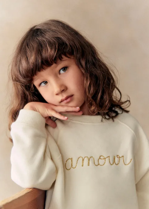 Sweat-Shirt Tommy Amour - Ecru/Doré — image 4