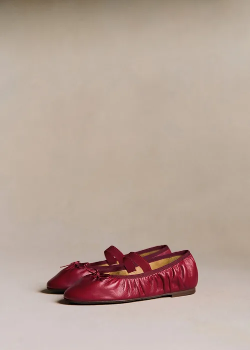 Ballerines Low Amélie - Cerise Lisse Plissé Élastique — image 4