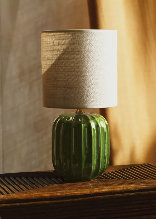 Lampe Traviata petit modèle - Vert - Abat-jour Dolce - Jute Écru — image 4