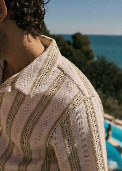 Chemise Holt Texturée - Écru Rayures Beiges — image 4