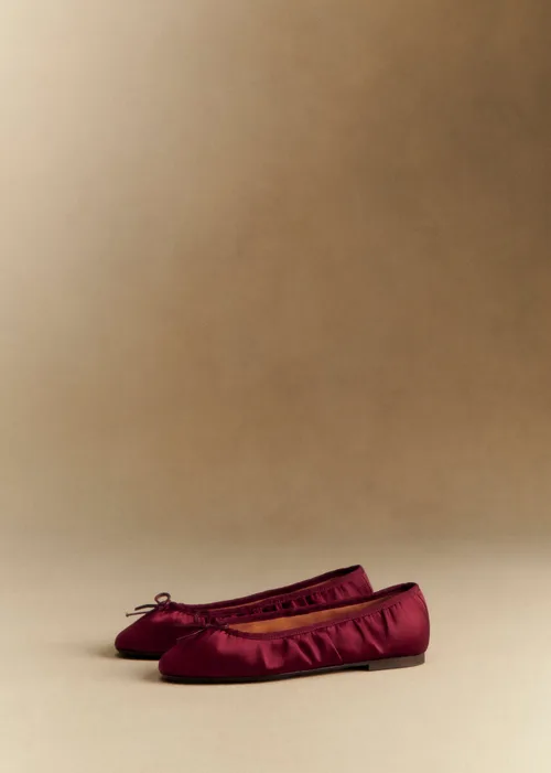 Ballerines Low Agathe - Bordeaux Satin Plissé — image 3