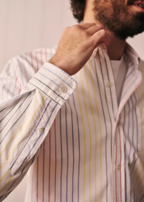 Chemise Charlie Oxford - Blanc Rayures Multicolores — image 3