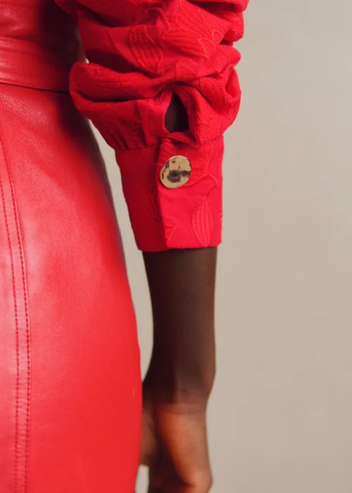 Chemise Ambre - Broderie Unie Rouge Vif — image 5