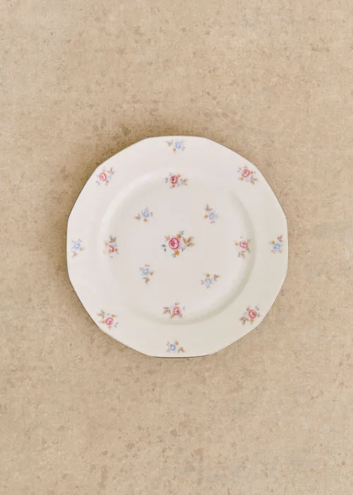 Assiettes Anciennes, Fleurs anglaises - Lot de 4 assiettes plates - Décor n°9