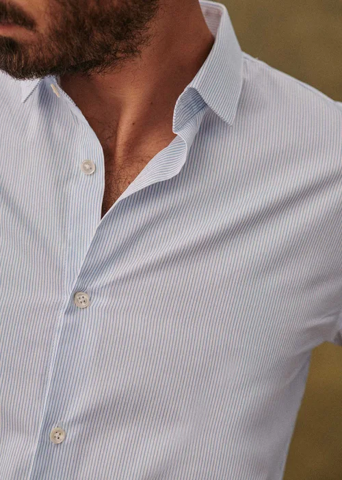 Chemise Allen Popeline - Rayures Fines Bleues — image 3