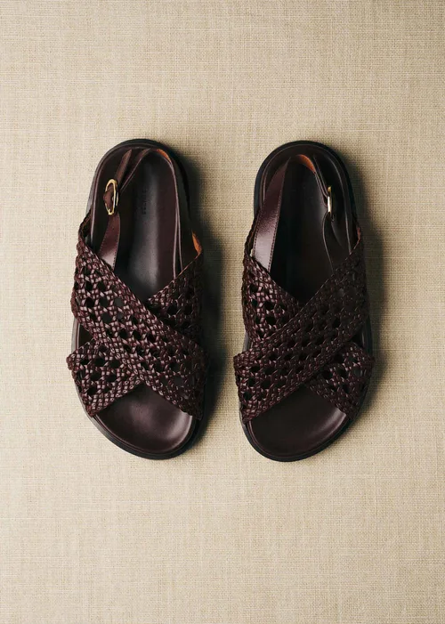 Sandales Low Tilda - Chocolat Lisse Tressé