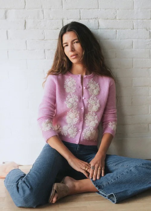 Gilet Laurine - Sézane x Sea NY - Lilas Broderies Écru