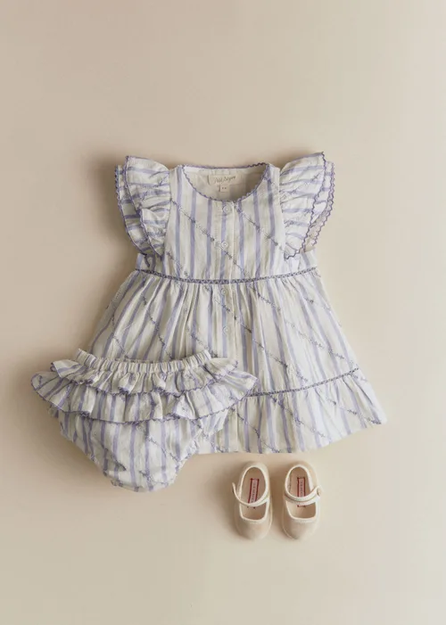 Bloomer Clélia - Rayures Lavande Broderie