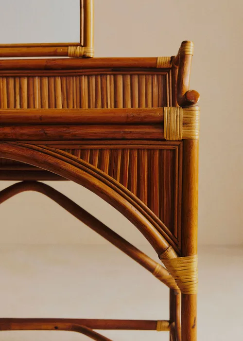 Coiffeuse vintage en bambou - Bambou et Rotin Foncé — image 5