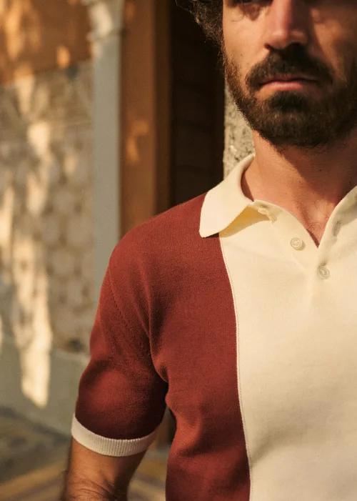 Polo Maille Tommaso - Rouille / Écru — image 4