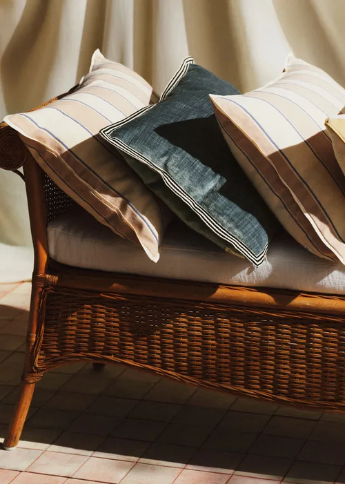 Coussin Velours Texturé - Grand modèle - Bleu — image 4