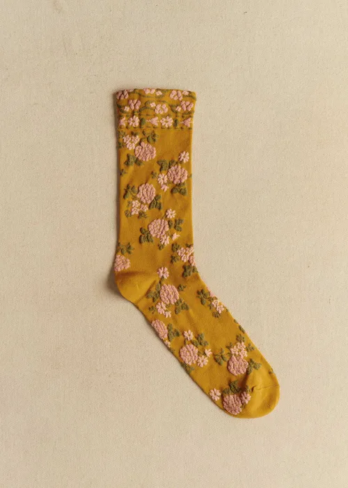 Chaussettes Lio - Fleurs Ocre