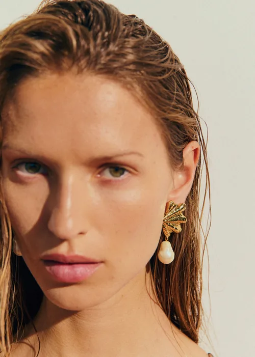 Boucles d'oreilles Colombe - Ecru Doré — image 4
