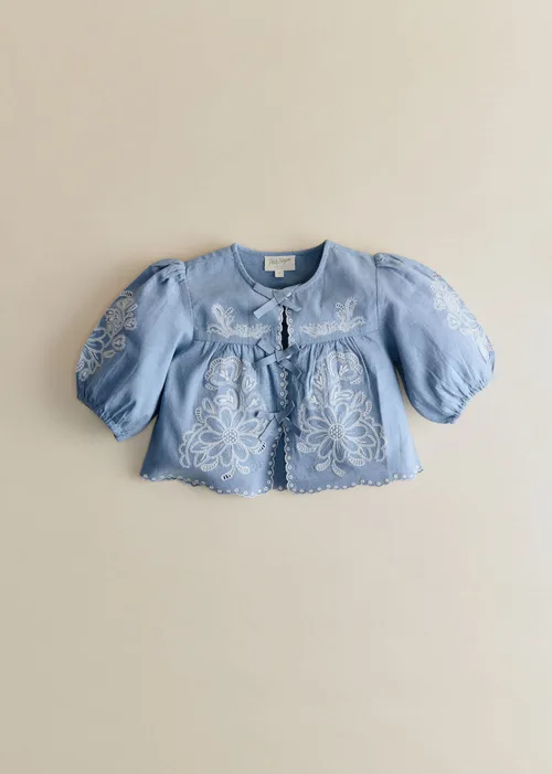 Blouse Noelia - Bleu Vintage / Broderie Aurélia