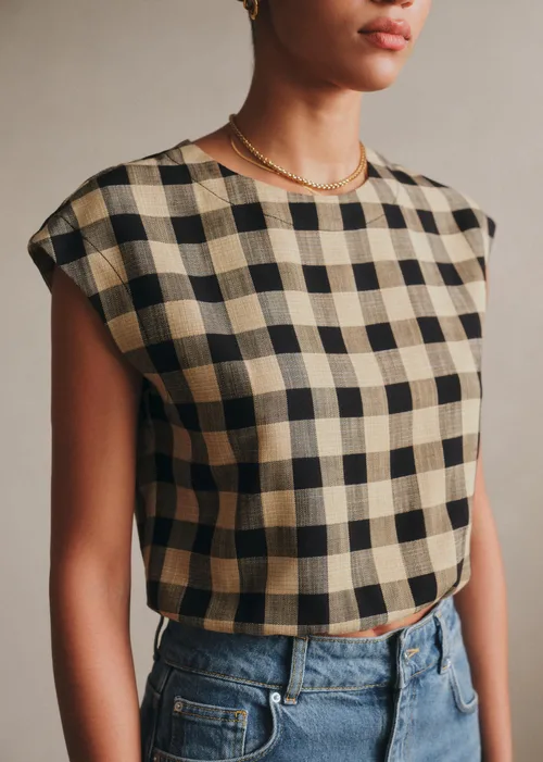 Blouse EIDRA - Vichy Beige Noir — image 4