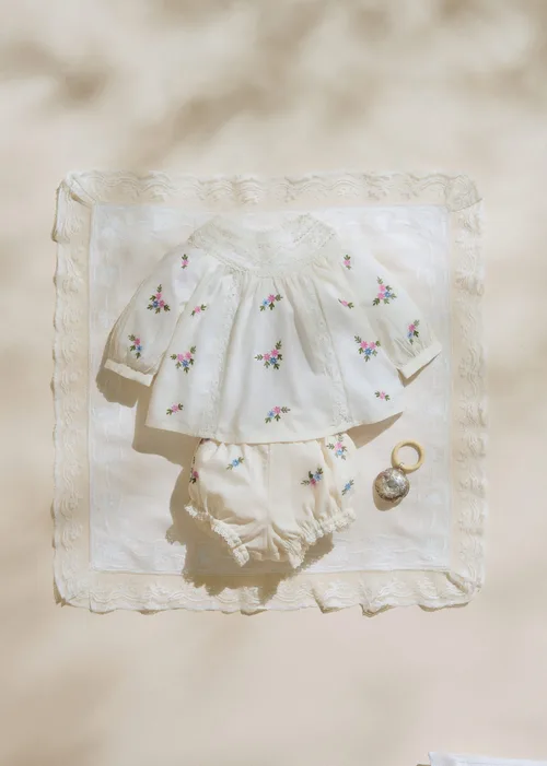 Bloomer Baptiste - Broderie Placée Fleurs Multico Fond Crème — image 4