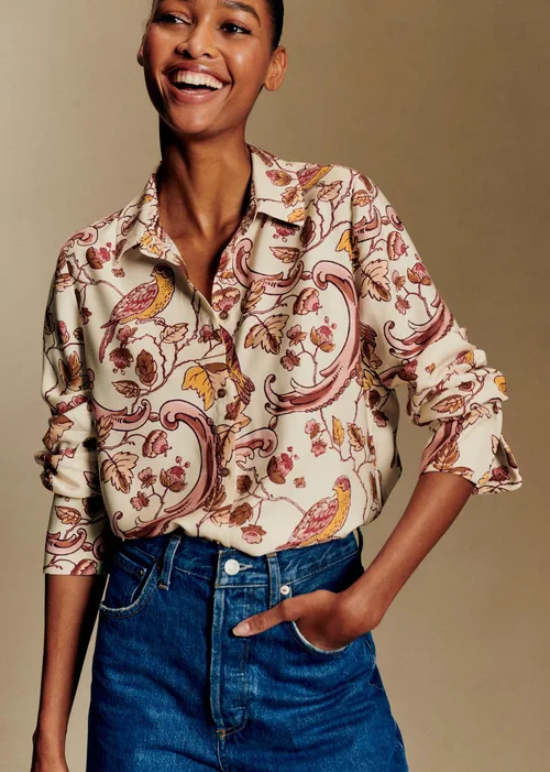 Chemise Annie - Sézane x Antoinette Poisson - Imprimé Oiseaux Roses