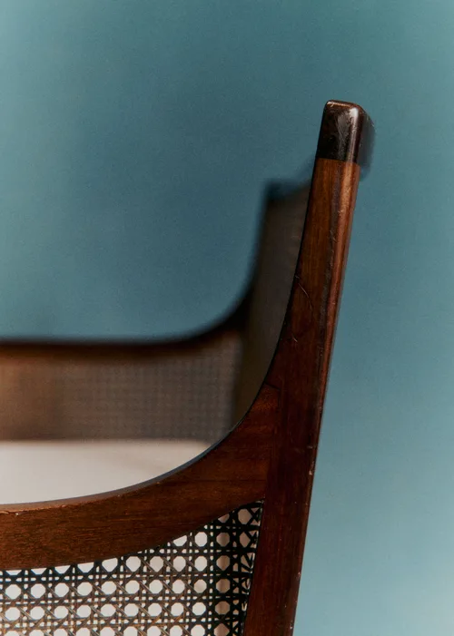 Banquette vintage noyer et cannage - Noyer et cannage — image 7