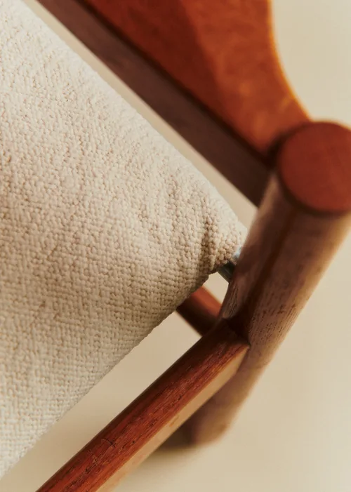 Fauteuil vintage en bois et bouclette - Bois — image 3