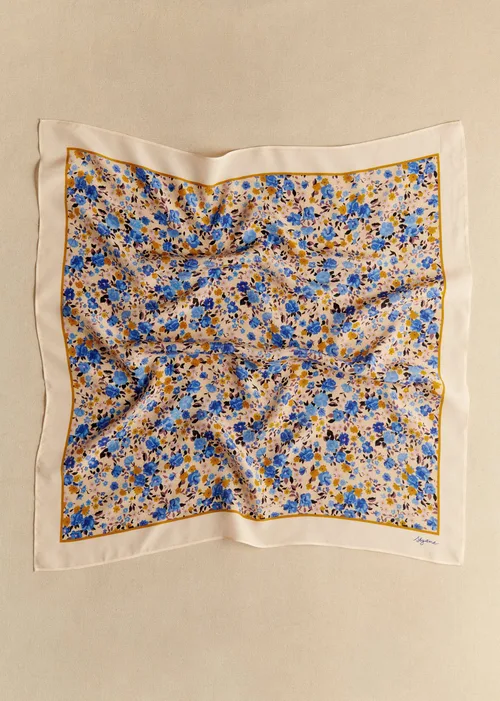Foulard Cléophée - Petites Fleurs Bleu — image 4