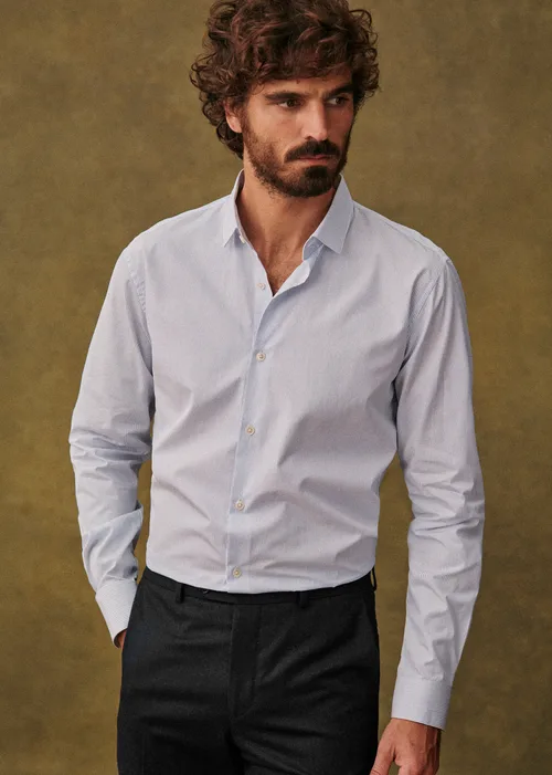 Chemise Allen Popeline - Rayures Fines Bleues — image 6
