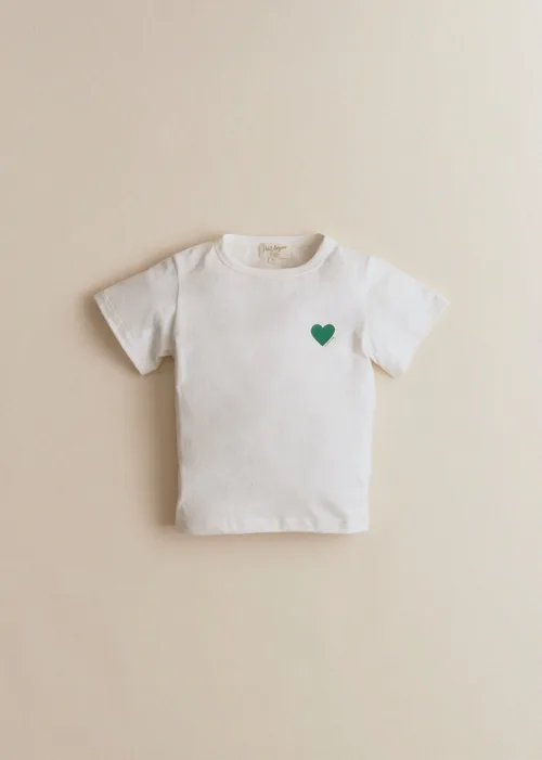 T-Shirt Coeur Chamade - Ecru / Vert